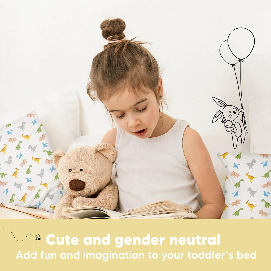 My Little Dreamy Toddler Pillow - Soft Organic Cotton Travel Bed Pillow with Case | 13x18, Machine Washable, Ages 2-5 (Roarsome)
