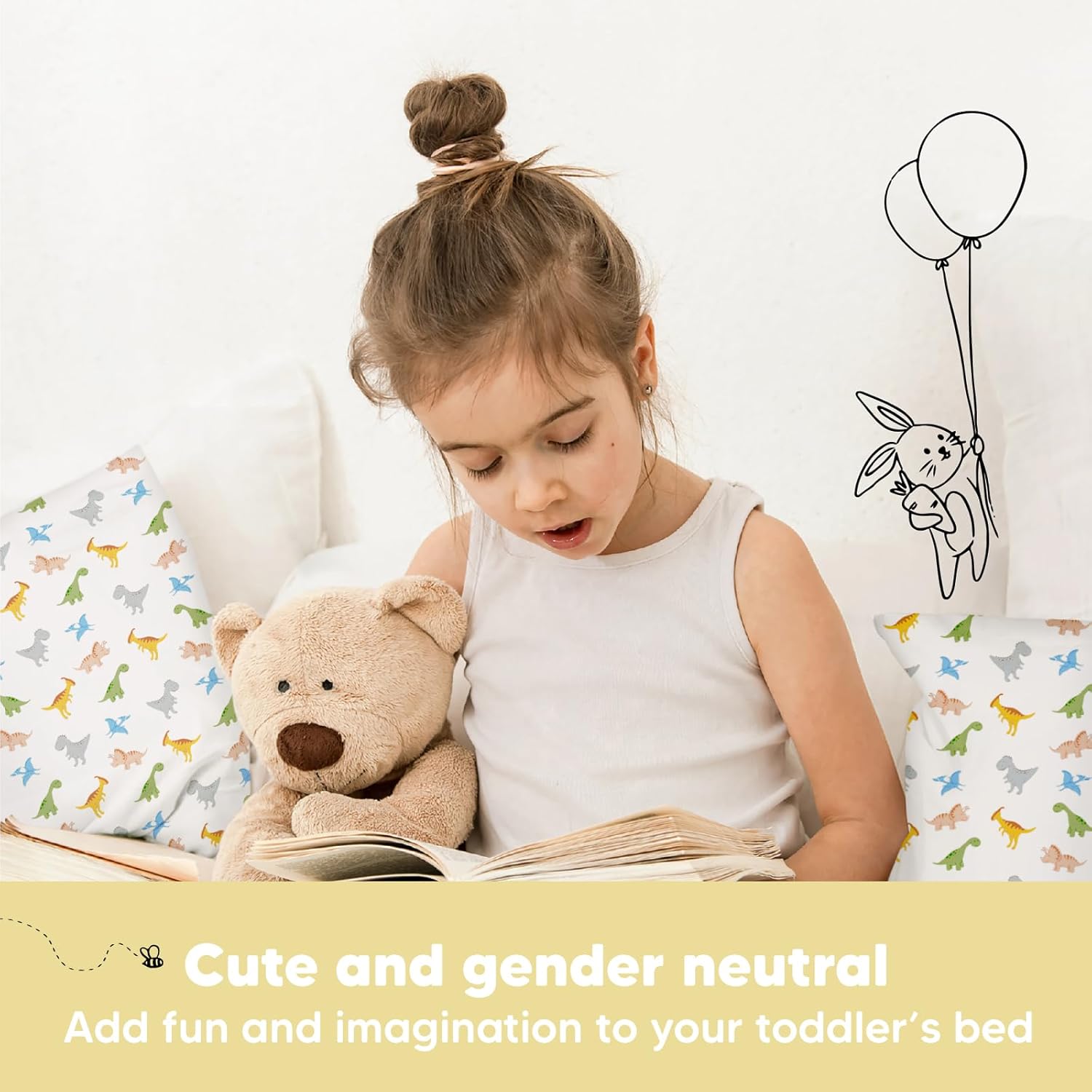 My Little Dreamy Toddler Pillow - Soft Organic Cotton Travel Bed Pillow with Case | 13x18, Machine Washable, Ages 2-5 (Roarsome)