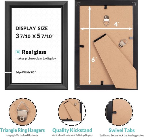 LaVie Home 4x6 Picture Frames - Set of 12 Classic Black Frames with High Definition Glass for Wall & Table Display