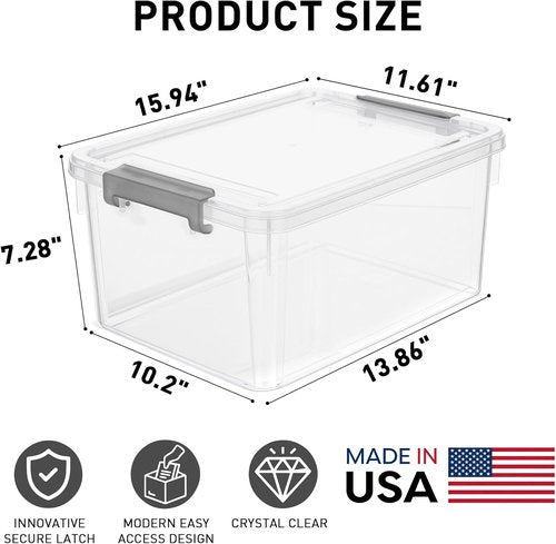 Citylife 17 QT Plastic Storage Bins - Stackable Containers with Lids for Organizing Garage, Crafts, Toys, and More