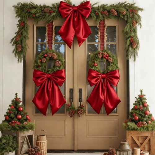 Big Red Bows | 23x11 In Ruby Red Satin Christmas Tree Topper & Holiday Decor