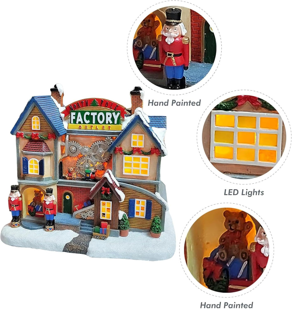 MOMENTS IN TIME LED Lighted Animated Christmas Village House - Hand-Painted, Battery Operated, 8.3”H