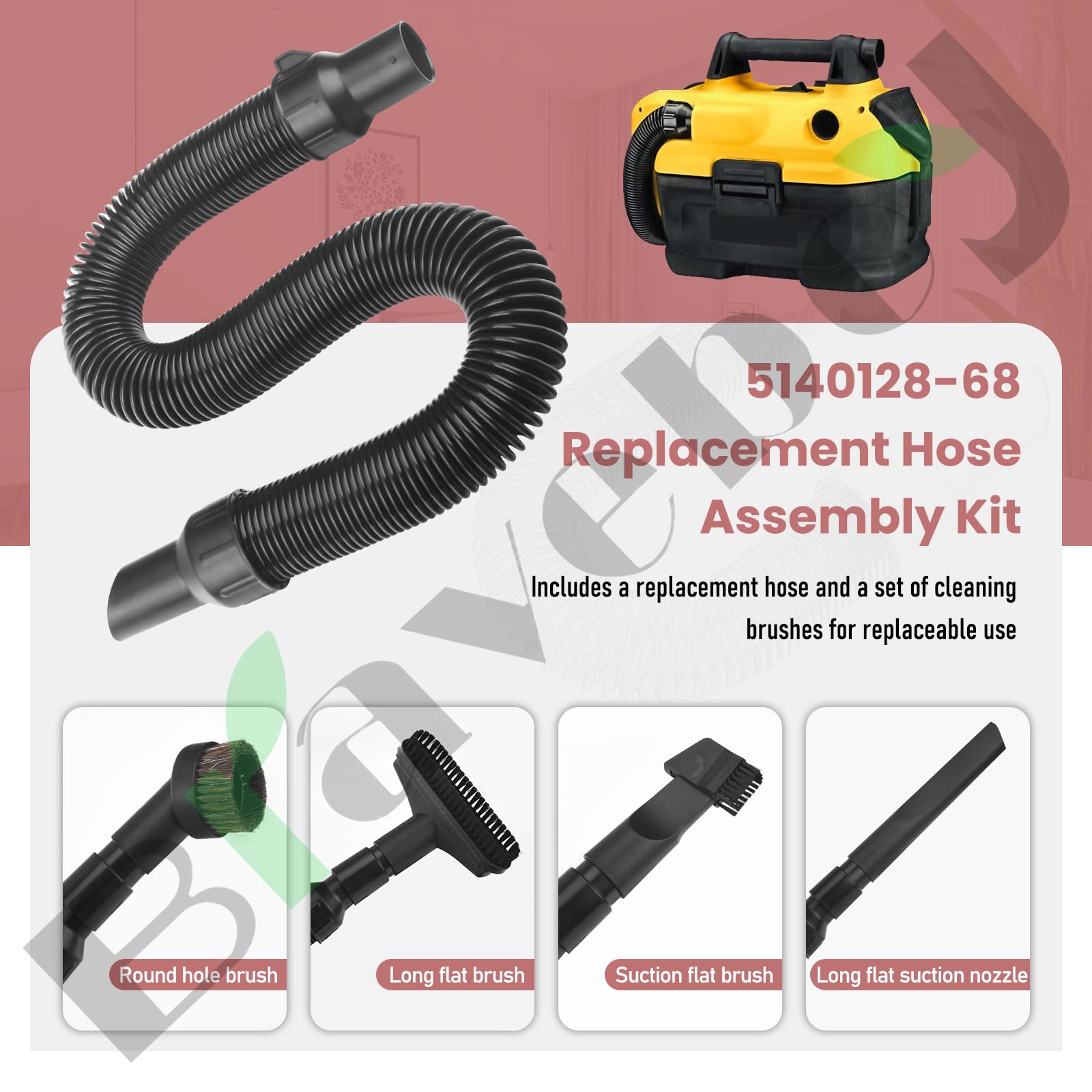 5140128-68 Replacement Hose Assembly And Vac Hose Attachment Kit Compatible with Dewalt Vacuum DCV580 DCV581H DCV580H Models