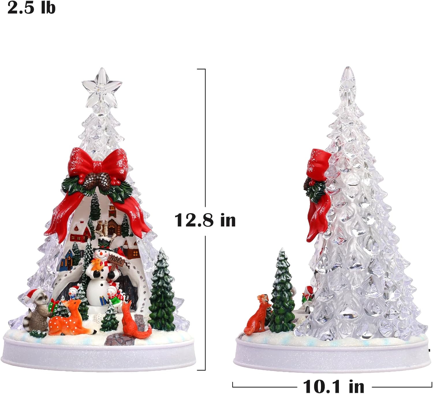 Priddop Christmas Village Scene - Animated Tree with Rotating Snowman & LED Lights | Musical Holiday Decor
