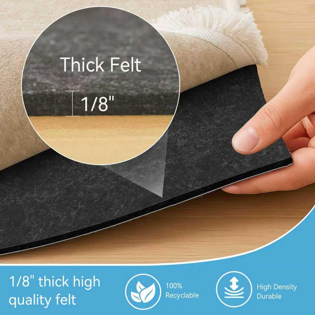 Warmstar Non-Slip Rug Pad - 100% Waterproof Felt for Hardwood Floors | 8x10 FT, 1/8” Thick, Secure Grip