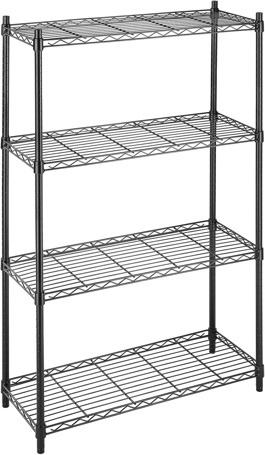 Whitmor 4-Tier Metal Shelving Unit - Adjustable Heavy-Duty Storage with Wheels | 400 lbs Capacity per Shelf, Black, 36"L x 14"W x 54"H