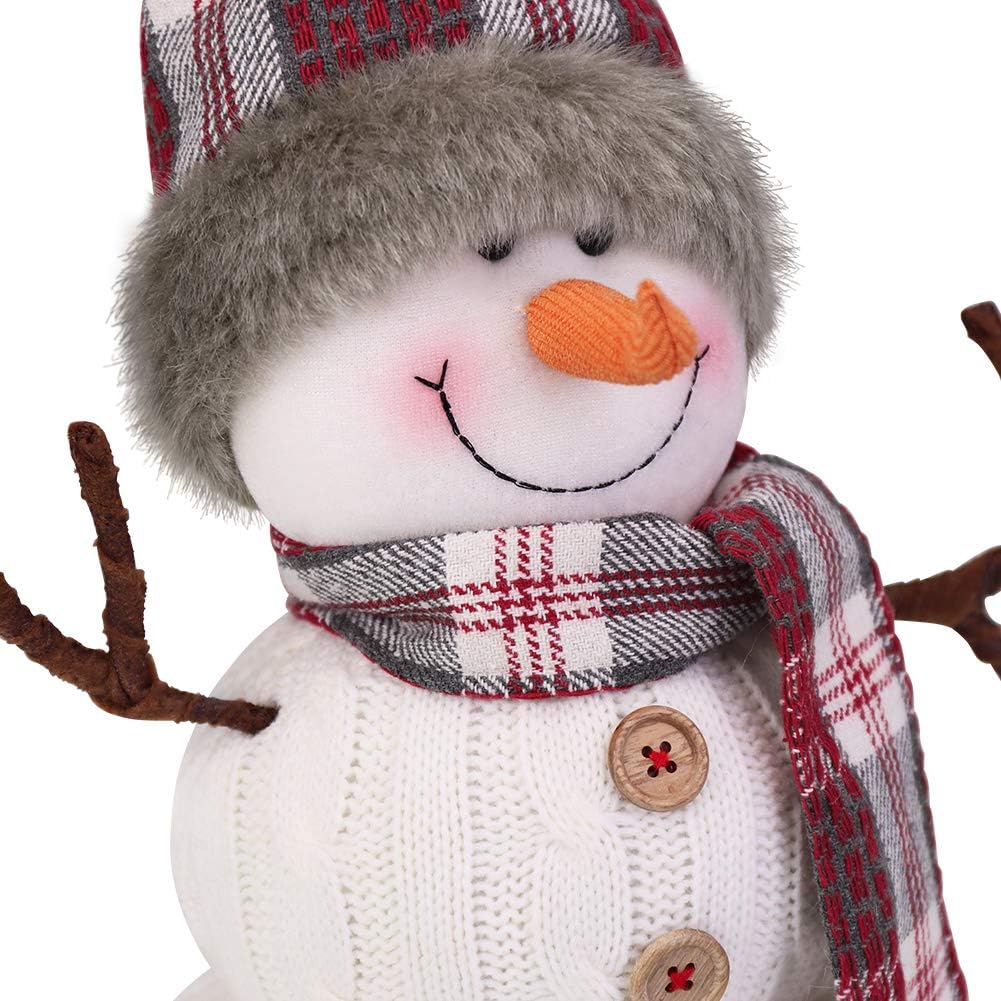 Skiennix Christmas Snowman Plush Decoration - Handmade Animated 20-Inch White Ornament for Holiday Cheer