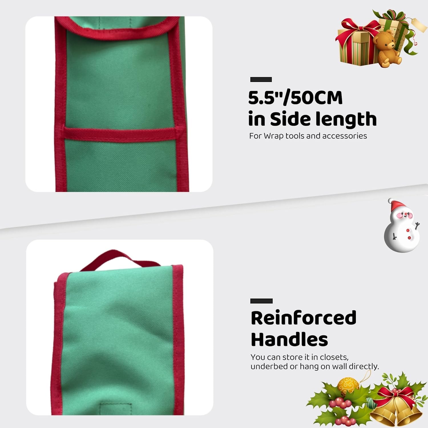 OUTTDID Wrapping Paper Storage Bag - 31" Gift Organizer with Pocket for 9 Rolls | Green