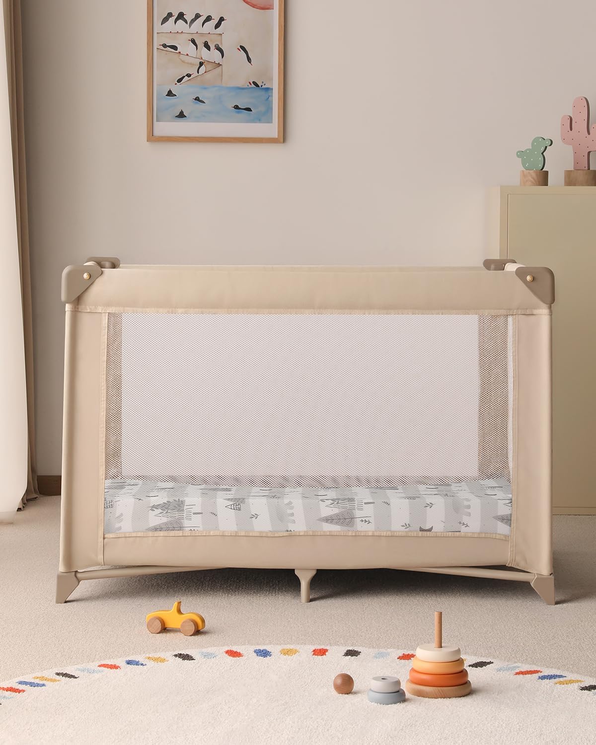Yoofoss Baby Pack and Play Sheets - Ultra Soft Fitted Mini Crib Sheets for Boys & Girls | 38x26" Forest Bear Design