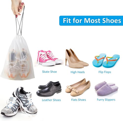 COIDEA Waterproof Travel Shoe Bags - Durable Packing & Storage Solution for Men and Women | 15.7 x 11.8 Inches, Clear, Set of 5