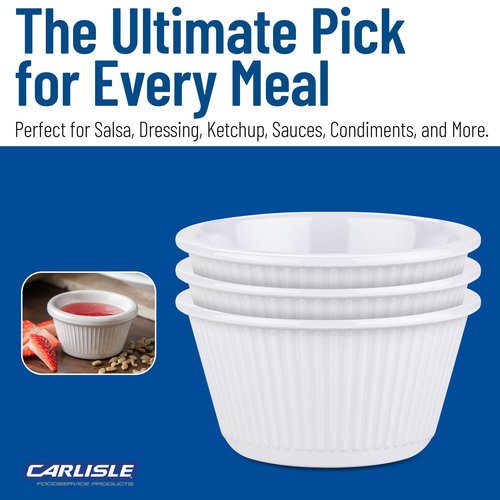 Carlisle FoodService Products Plastic Ramekins, Sauce Bowl For Catering, Kitchen, Restaurant, 2 Ounces, White, (Pack of 48)