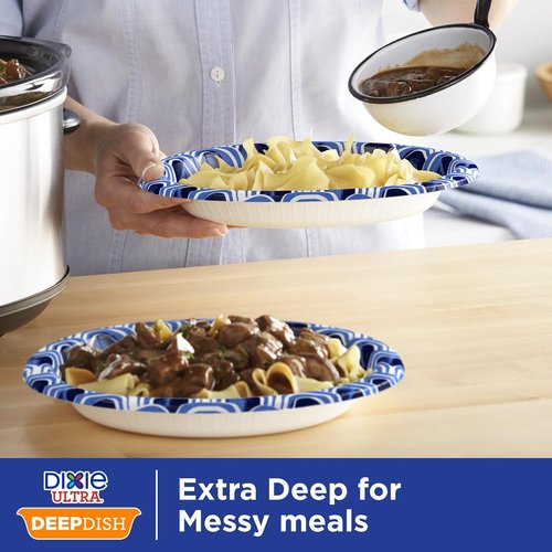 Dixie Ultra Deep Dish Paper Plates - Heavy Duty, Soak-Proof & Microwave-Safe | 28 Oz, 40 Count