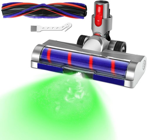 Lemige LED Green Light Head for Dyson V7 V8 V10 V11 V15 | Quick Release, Anti-Tangle Brush Roller for All Floors