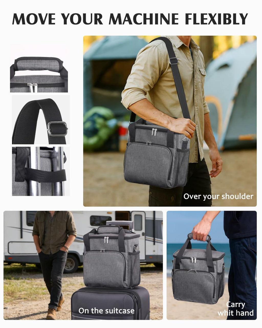 JISHAHS Travel Carrying Bag for Keurig K-Mini Mate Coffee Maker, Single Serve Coffee Brewer Portable Storage Bag with 3-Way Carry, Padded Multi-Pocket Storage Accessories