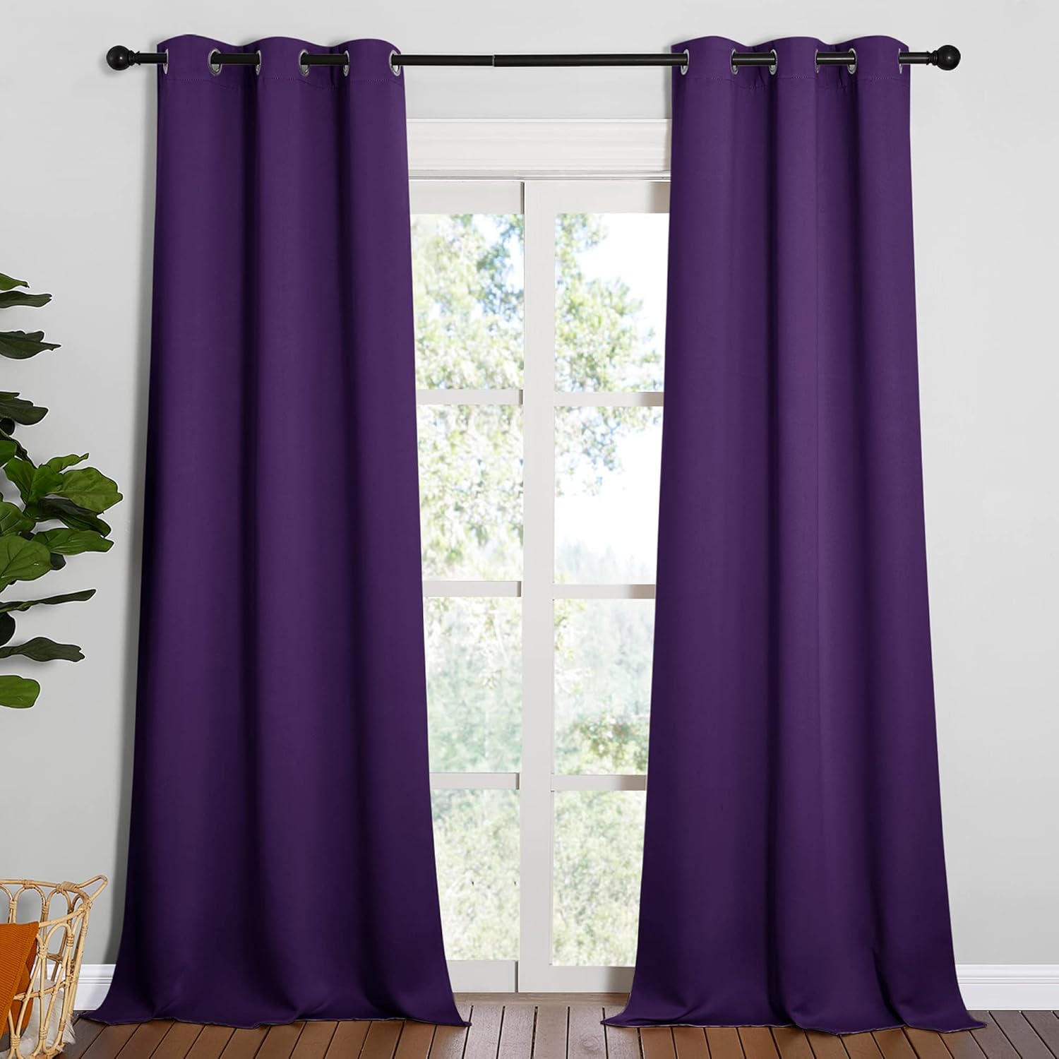 NICETOWN Blackout Curtains - Thermal Insulated Grommet Drapes for Bedroom | Royal Purple, 42 x 95, Set of 2