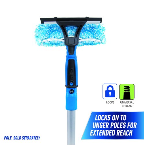 Unger Professional Connect and Clean 2-in-1 Squeegee and Scrubber, 6” Window Cleaning Tool, Commercial and Residential Use, Washer Cleaner Supplies to Remove Excess Water and Dry