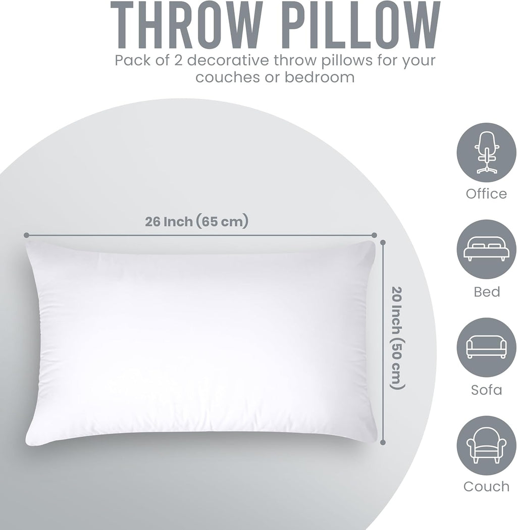 Utopia Bedding Pillow Inserts - Set of 2, 20x26 Inches, Soft & Fluffy Decorative Cushions for Bed & Sofa