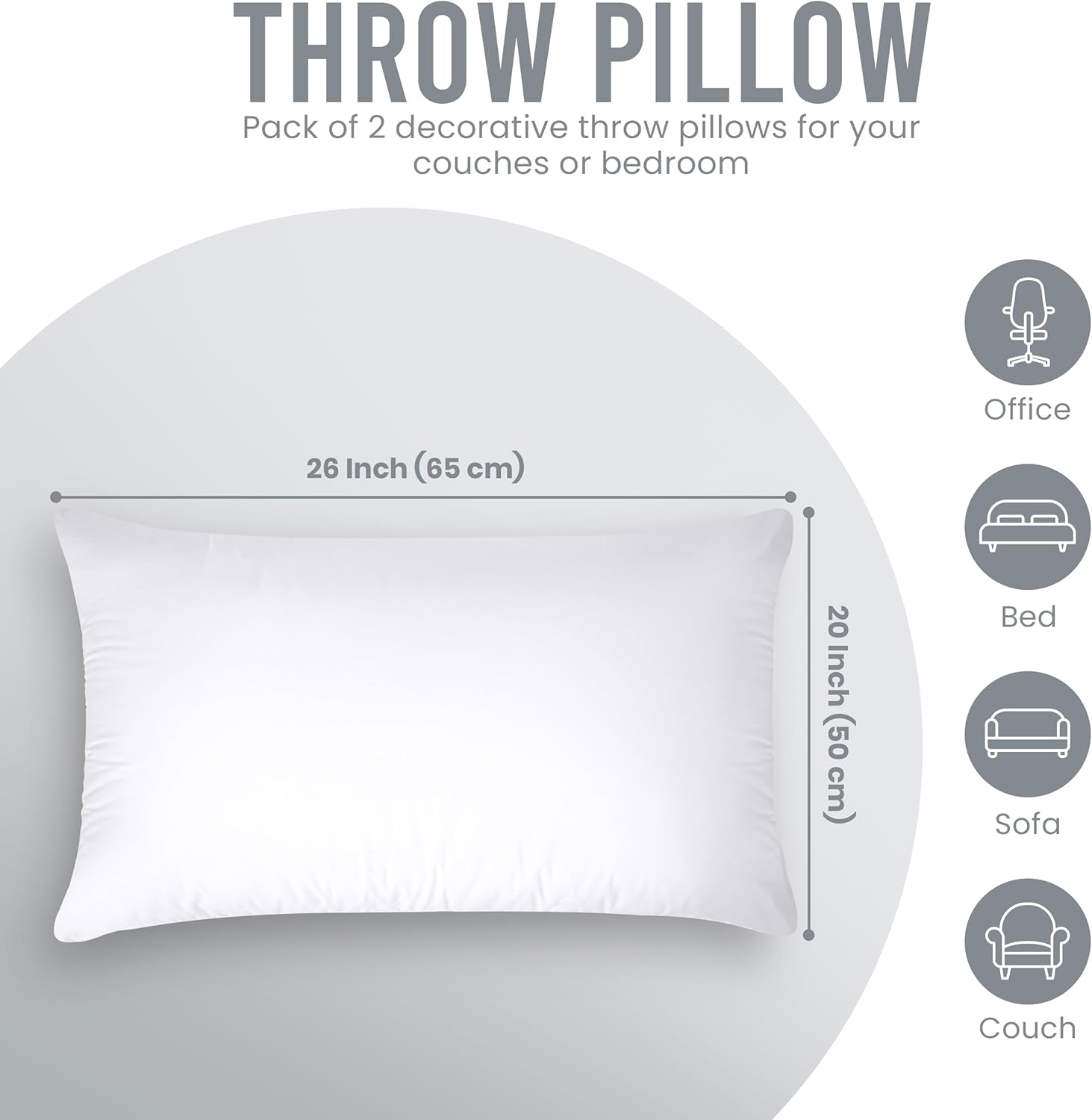 Utopia Bedding Pillow Inserts - Set of 2, 20x26 Inches, Soft & Fluffy Decorative Cushions for Bed & Sofa