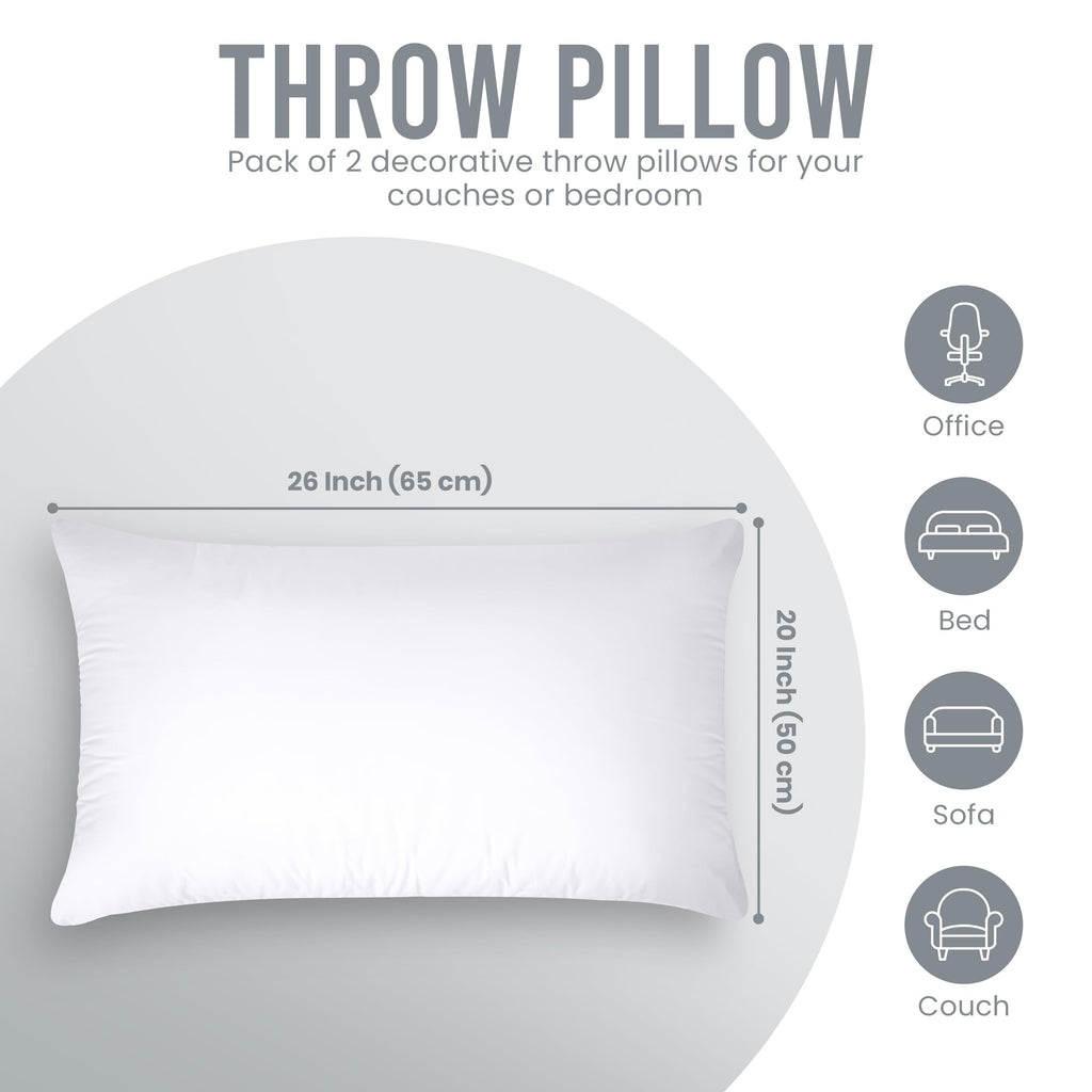 Utopia Bedding 20x26 Pillow Inserts, Set of 2, White – Indoor Decorative Throw Pillows for Bed, Sofa & Couch – Soft, Supportive & Fluffy Cushion Inserts