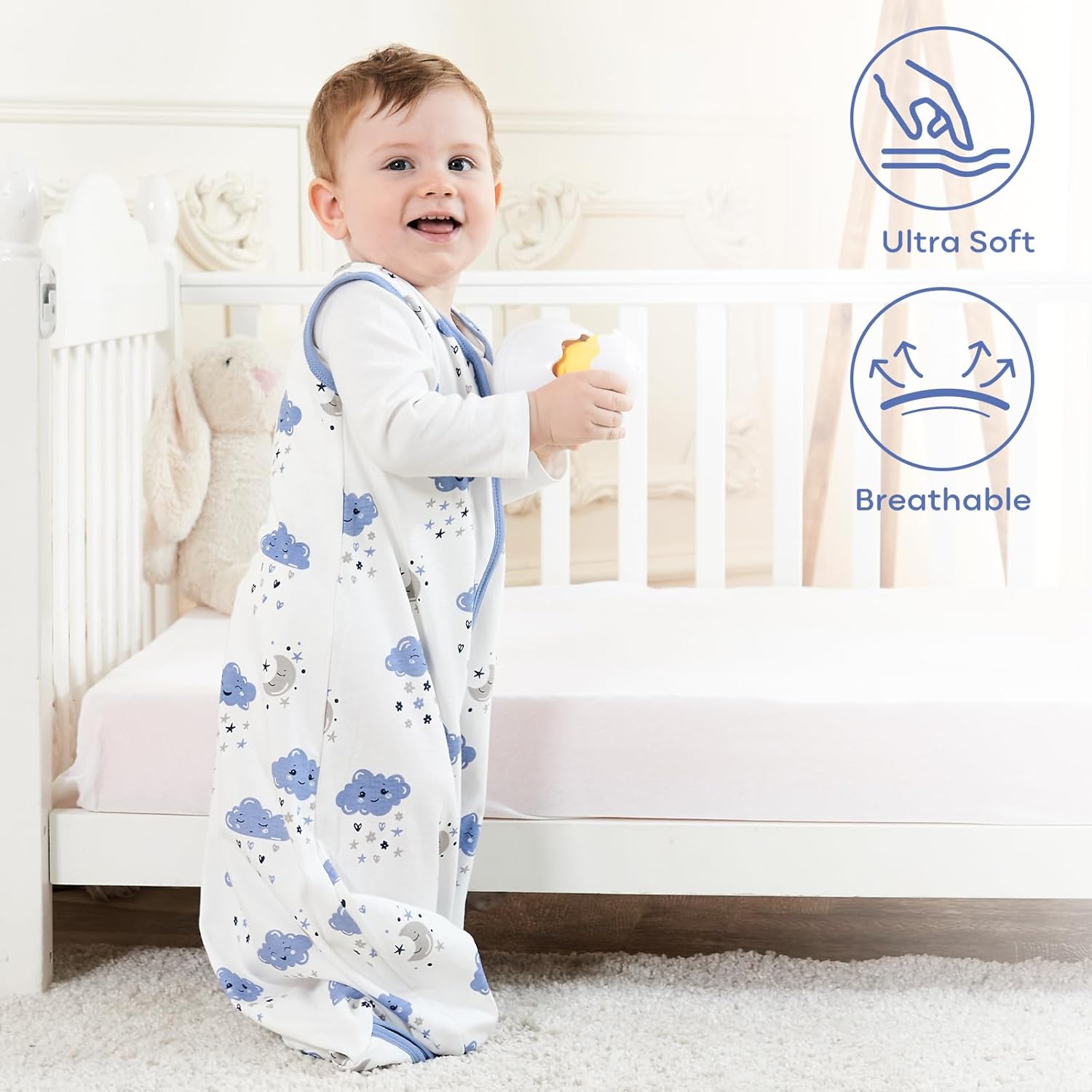 Yoofoss Baby Sleep Sack - 100% Organic Cotton Wearable Blanket for 0-6 Months | 2-Way Zipper, Lightweight