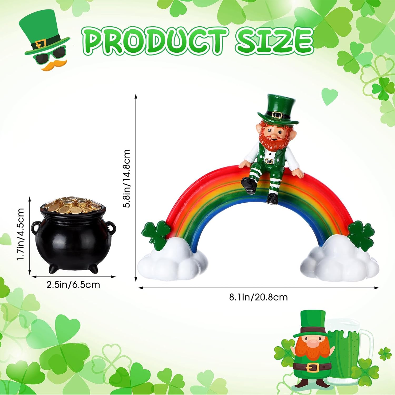 Youyole St. Patrick's Leprechaun Figurine - Festive Resin Decor for Home & Holiday Parties