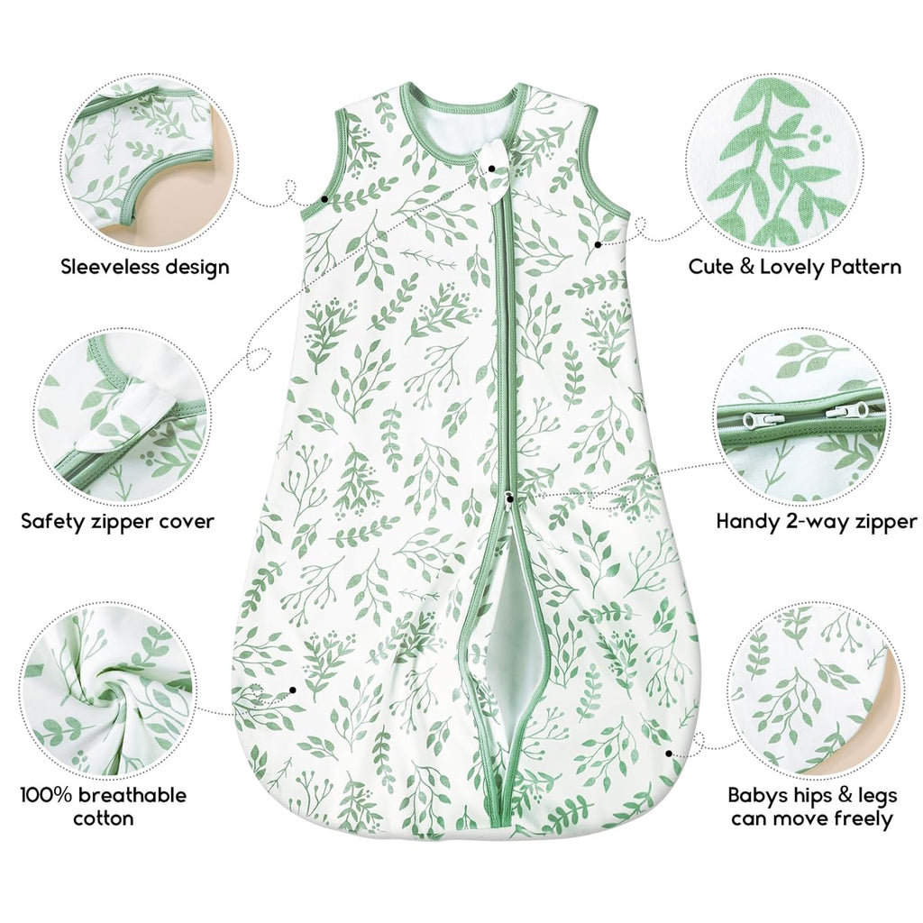 Yoofoss Baby Sleep Sack | 100% Organic Cotton Wearable Blanket for Infants 6-12 Months - 2 Pack, TOG 1.0