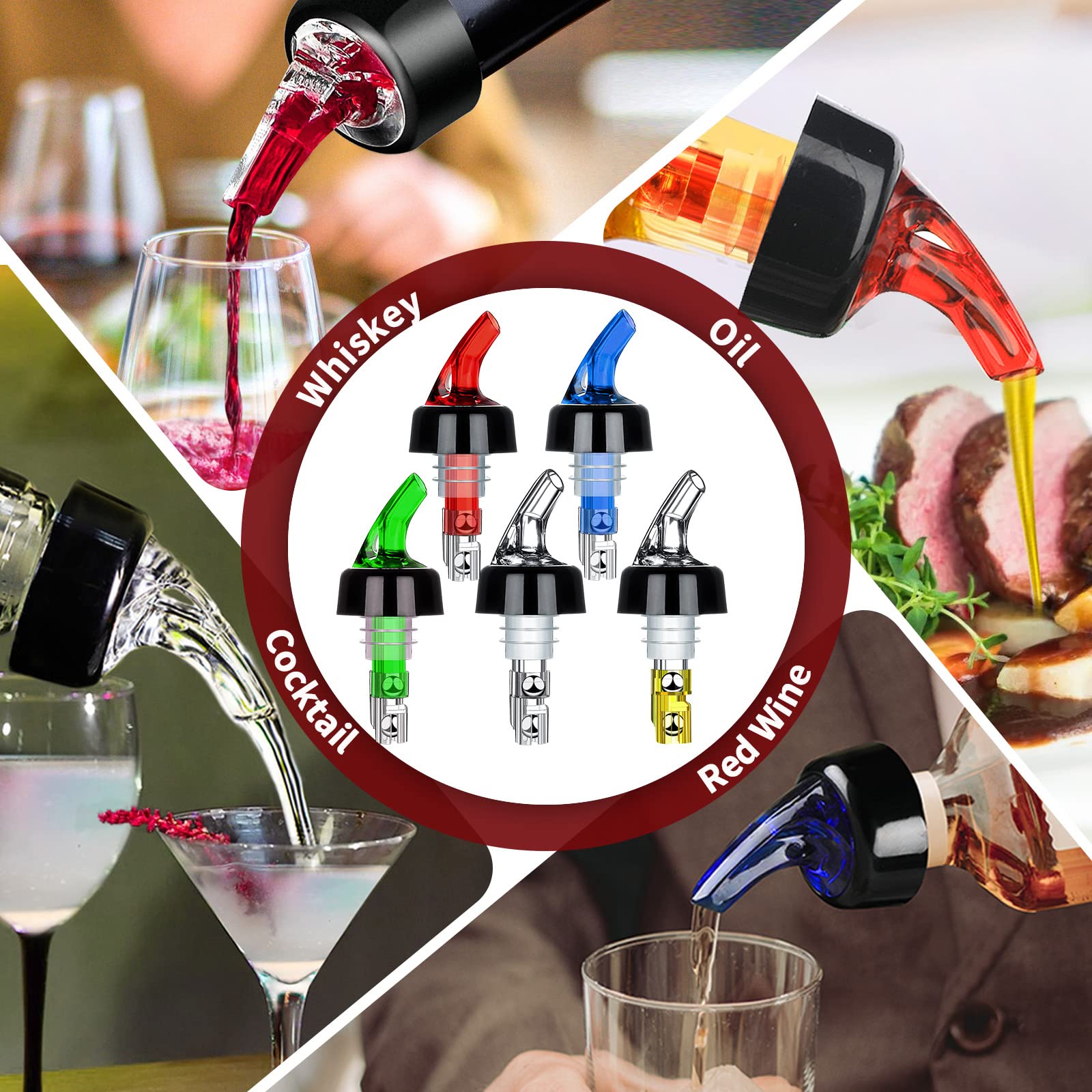 SuproBarware Automatic Measured Bottle Pourer Liquor Bottle Pourer Quick Shot Dispenser 1oz Liquor Pour Spout for Alcohol,Wine,Spirits, Home Bar Kitchen Tools 50 Pack