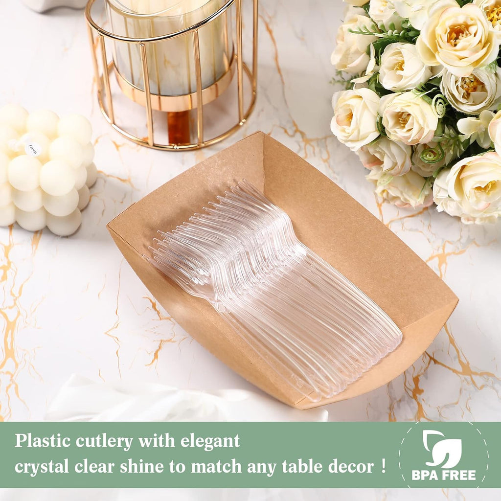Potchen 1000 Pcs Heavy Duty Clear Disposable Plastic Forks - Perfect for Parties & Picnics, 5.8 Inches