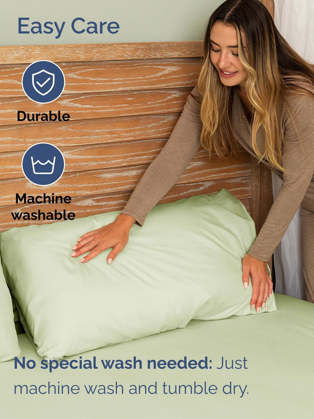 Skiennix Extra Deep Queen Sheet Set | 6-Piece Breathable Cooling Bedding - Soft, Wrinkle-Free Light Sage