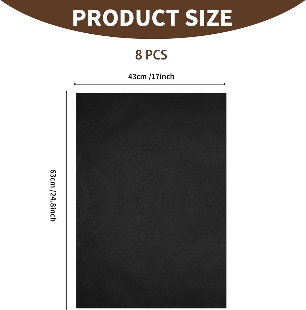 Regine Switzerland Heavy-Duty Oven Liners - 8 Pack Non-Stick Mats for Electric & Gas Ovens | 17 x 25 Inch Black