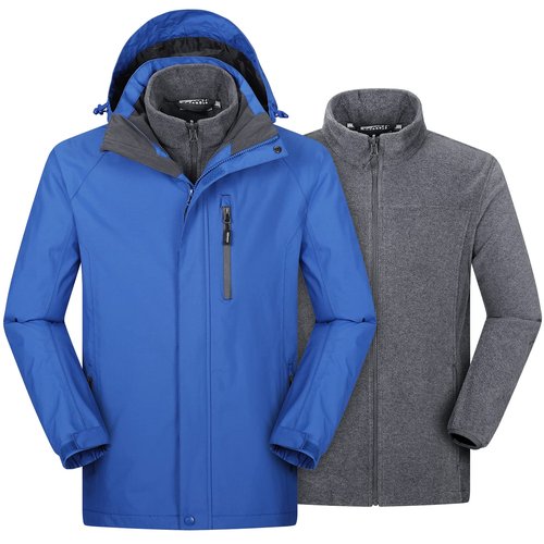 33,000ft Men's 3 in 1 Ski Jakcets with Fleece Jackets Winter Windbreaker Snow Coat Parka for Hiking Sonwboard