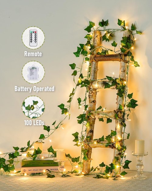 JMEXSUSS 100 LED Ivy Vines with Fairy Lights - 33 FT Waterproof String Lights for Bedroom & Wedding Decor (Warm White)