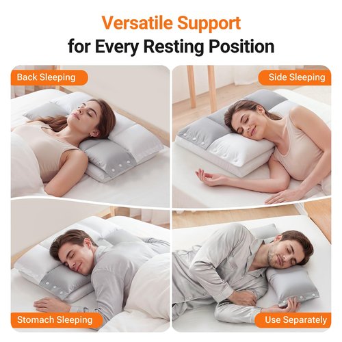 DUPPA Cervical Neck Pillow with Dual Support Zones for Customizable Support, Memory Foam O-Shaped Ear Piercing Pillow for Ear Pressure Relief, Bed Pillow for Back, Stomach, Side Sleepers, Soft Cover