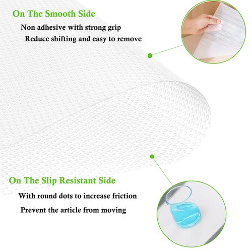 Cabinet Liners Non Adhesive Clear Kitchen Drawer Shelf Liner, 24 in x 20 FT Non Slip Waterproof Fridge Mat for Refrigerator, Dresser, Wire Shelf, Toolbox, Cupboard, Pantry, Storage and Desk