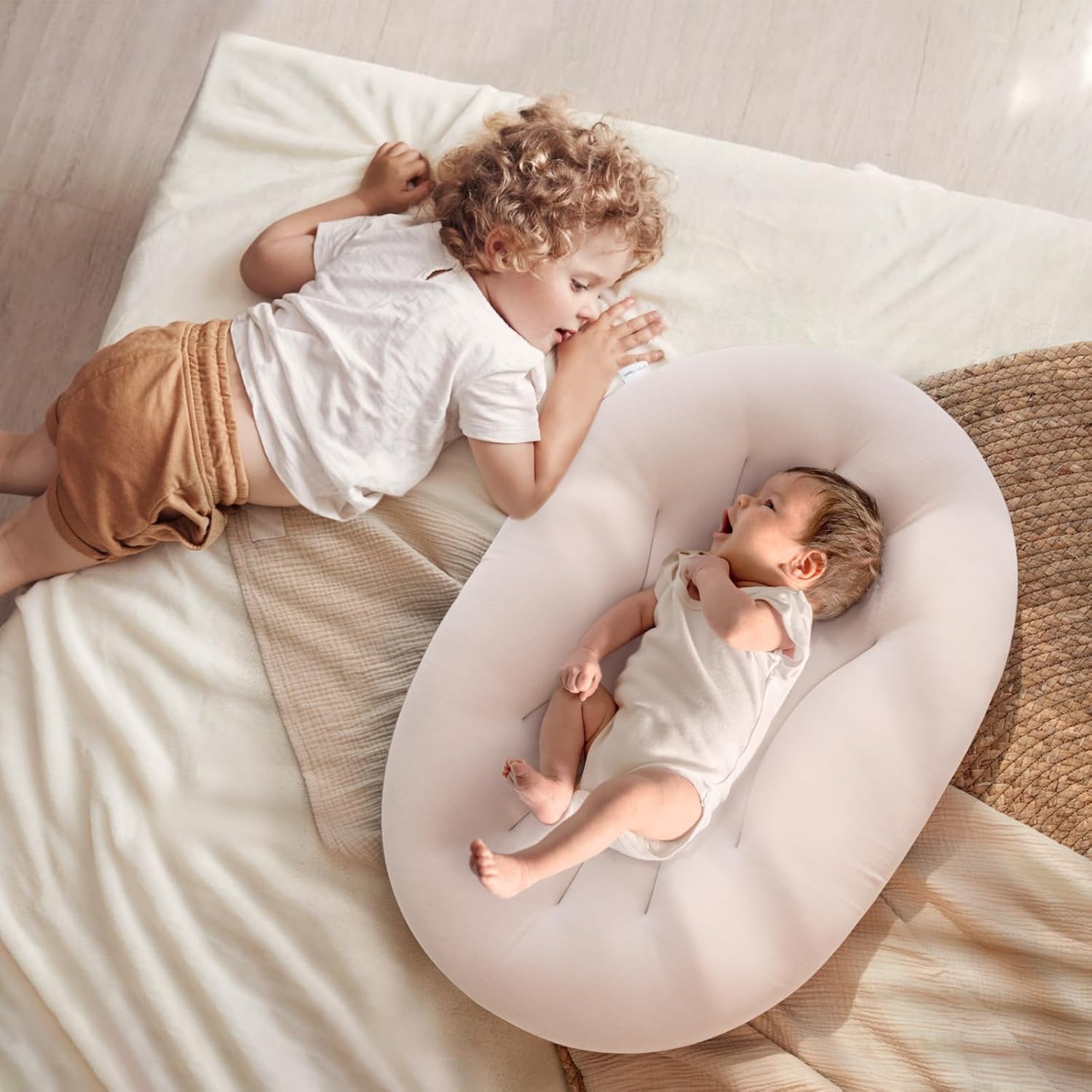 Skiennix Baby Lounger - Portable & Lightweight Pillow for Tummy Time | Skin-Friendly for 0-12 Months
