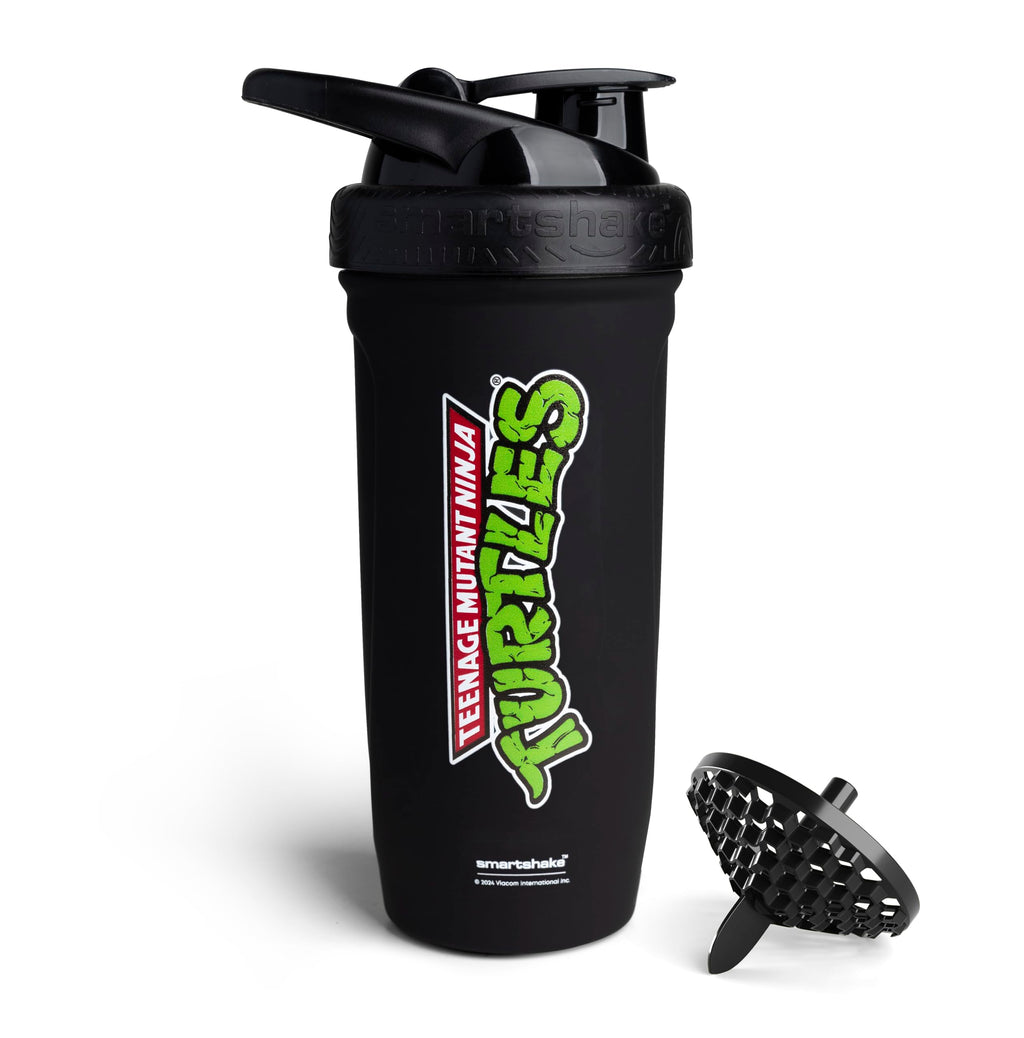 Smartshake TMNT Reforce Stainless Steel Protein Shaker Bottle - Non Insulated Unisex Gym Bottle | Metal Shaker Bottles - 900 ml | 30 oz - Leakproof Screw-on Lid - BPA Free | New Black