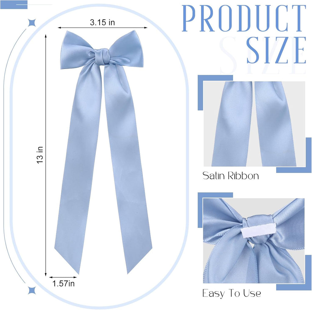 Teenyyou 12 Pcs Dusty Blue Candlestick Bows - 13 Inch Large Coquette Table Decor for Weddings & Parties