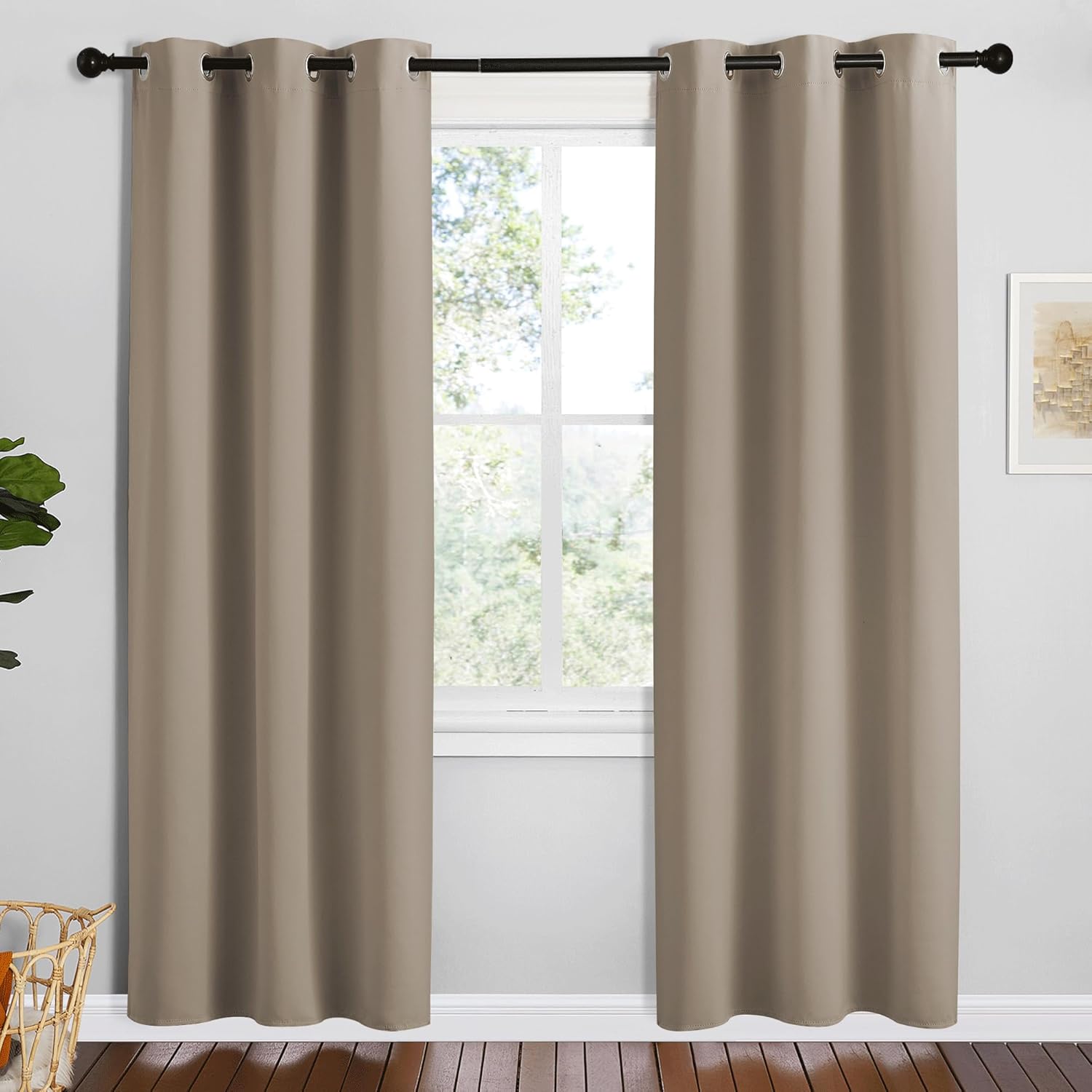 NICETOWN Taupe Room Darkening Curtains - Thermal Insulated Grommet Drapes, 42" W x 78" L, Set of 2