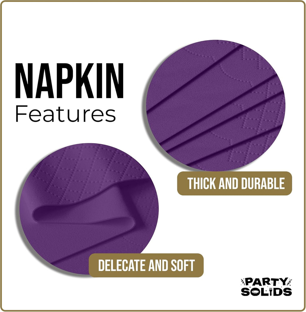 Party Solids Purple Dinner Napkins - 40 Pcs 2-Ply Disposable Paper Napkins for Events & Everyday Use
