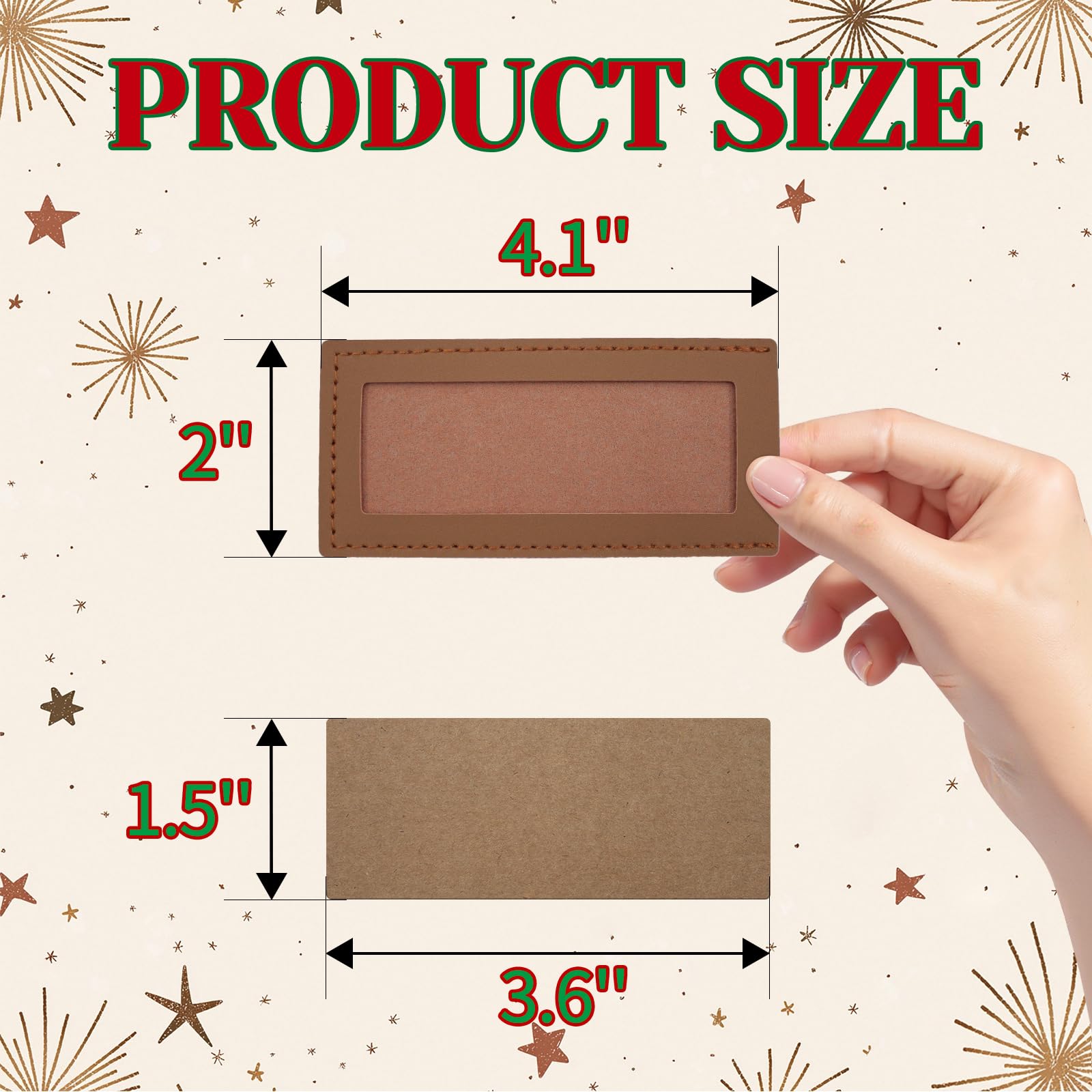 Oeyliz Personalized Christmas Stocking Leather Name Tags Custom Christmas Stocking Leather Tags Personalized Knitted Xmas Stocking 6PCS Light Brown Leathers Name Label for Family Christmas Decor