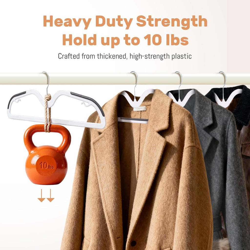 Sishynio Heavy Duty Plastic Hangers - 20 Pack Non-Slip Closet Organizer for Shirts & Coats (Grey)