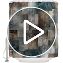 Teal Blue Brown Abstract Shower Curtain 72" x 72" Waterproof