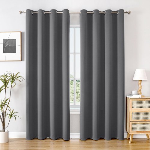 ChrisDowa Blackout Curtains - 95 Inch Long Thermal Insulated Grommet Panels Set for Bedroom & Living Room (Grey, 2 Panels)