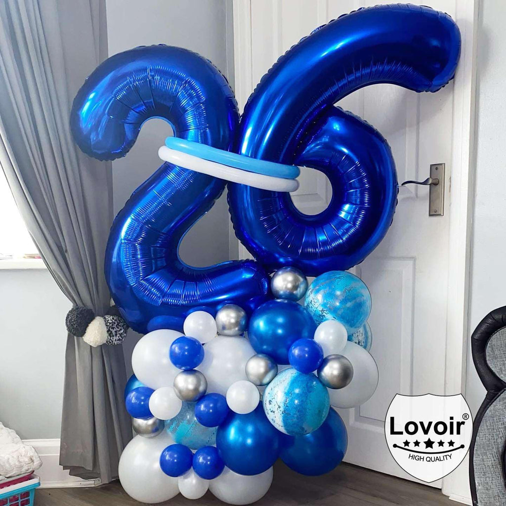 Skiennix 40-Inch Navy Blue Number 28 Balloons - Giant Foil Mylar Helium Decorations for 28th Birthday & Anniversary Celebrations