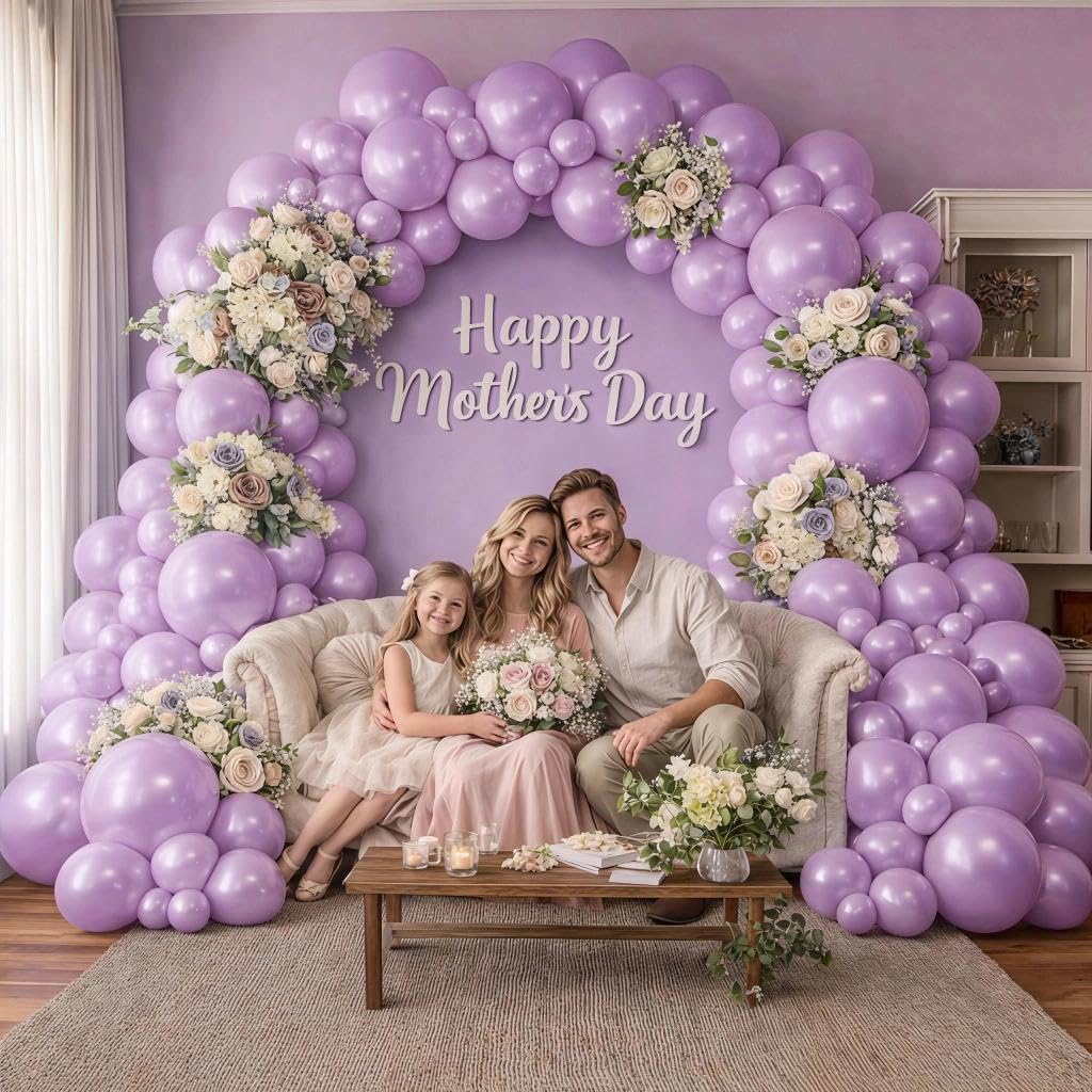 Regine Switzerland Pearl Purple Balloons - Double Stuffed Light Lavender Lilac for Birthday & Baby Shower Decor | 18/12/5in Sizes