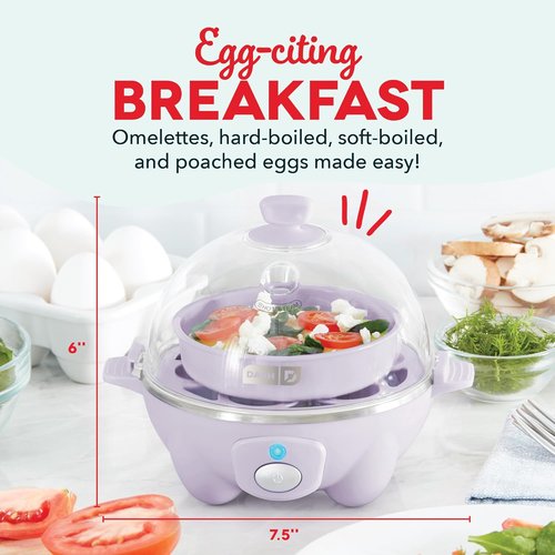 Dash Rapid Egg Cooker - Versatile Boiler, Poacher & Steamer - Holds 7 Eggs, Lavender | Dishwasher Safe & BPA Free