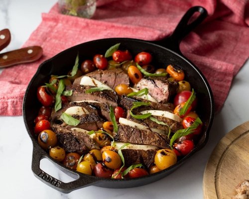 Lodge Cast Iron Skillet - 10.25-Inch With Red Silicone Hot Handle Holder for Safe Cooking