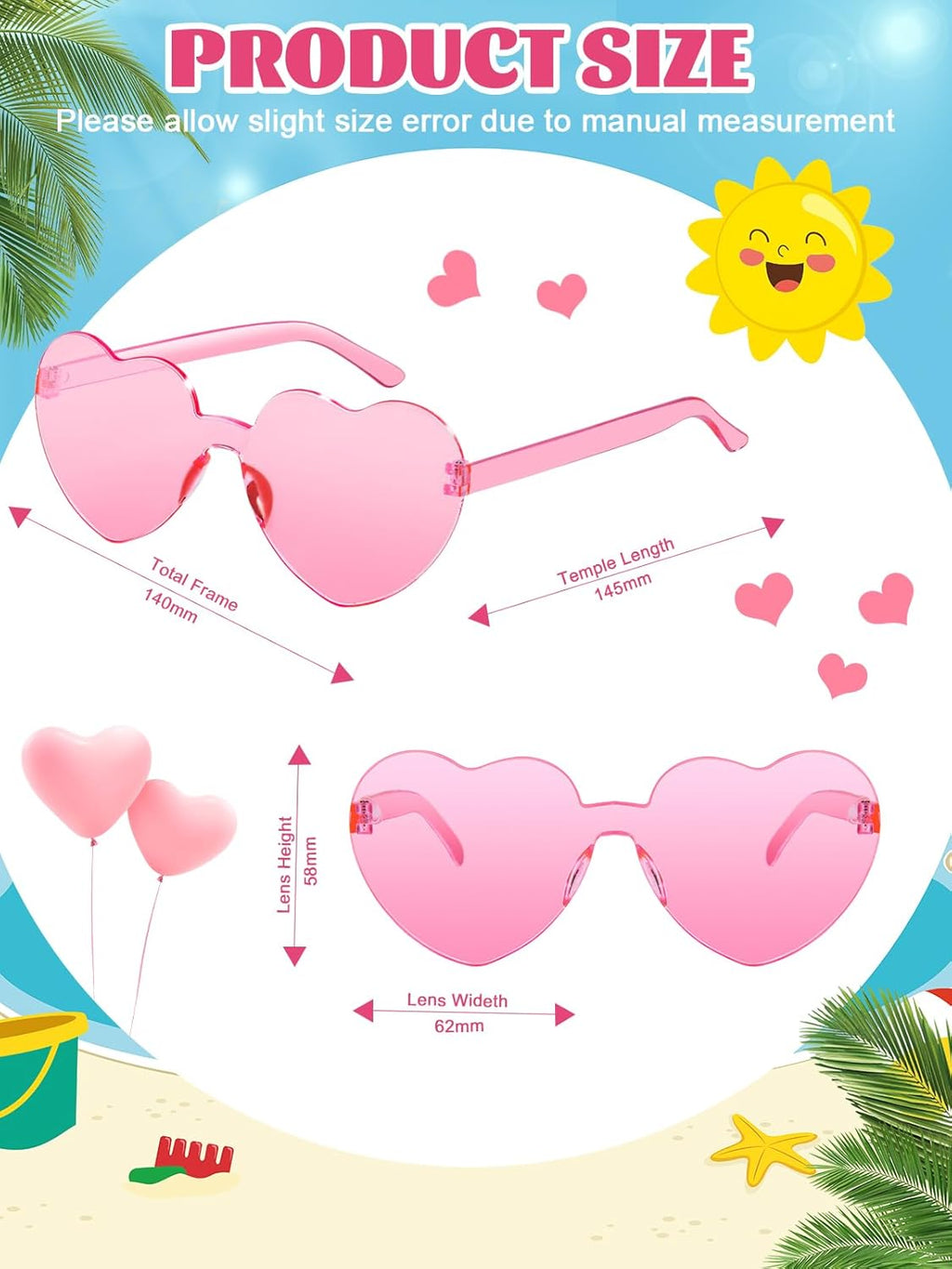 Skiennix Heart Shaped Sunglasses - Colorful Trendy Glasses for Women | 12 Pairs for Parties