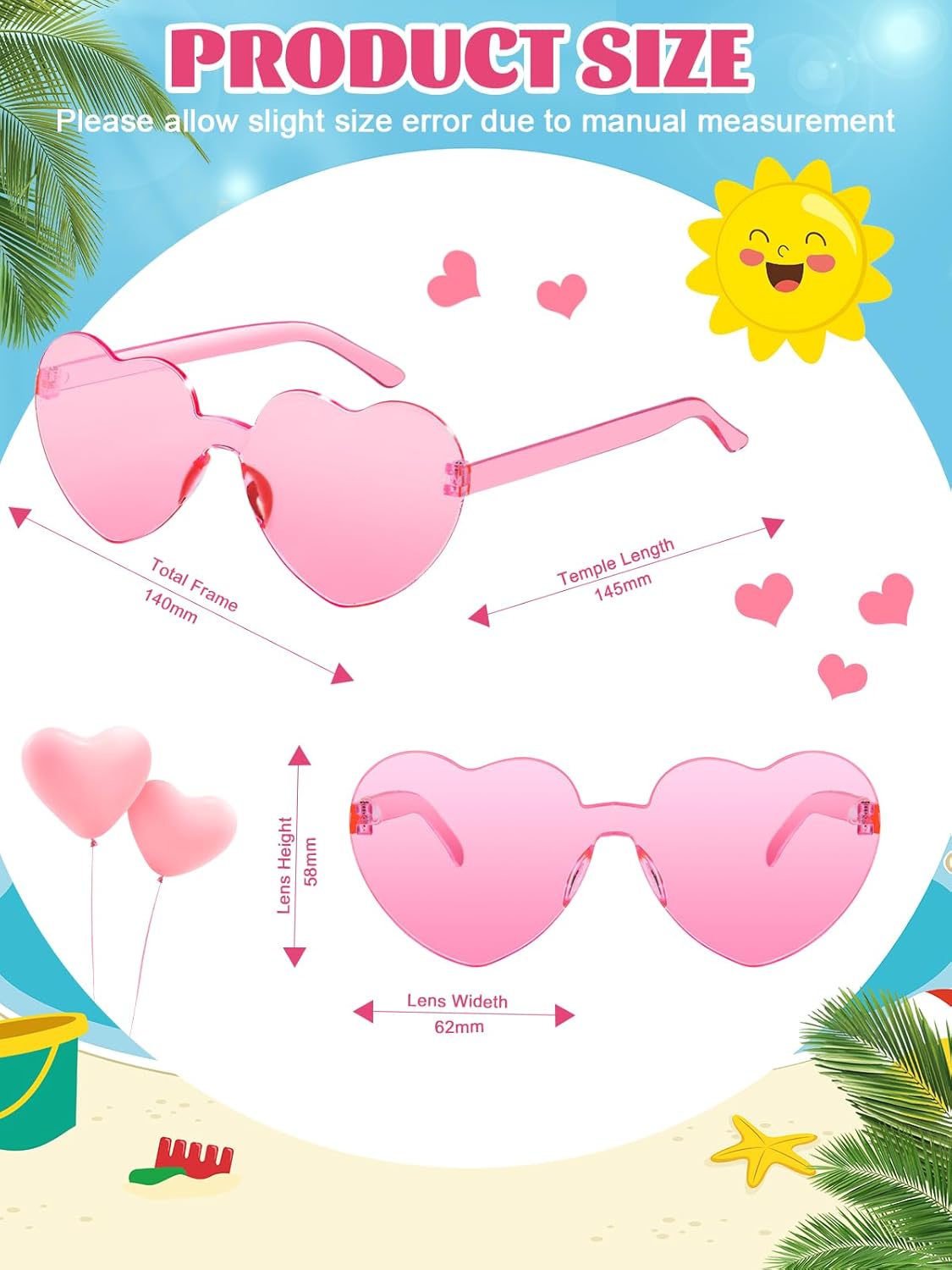 Skiennix Heart Shaped Sunglasses - Colorful Trendy Glasses for Women | 12 Pairs for Parties