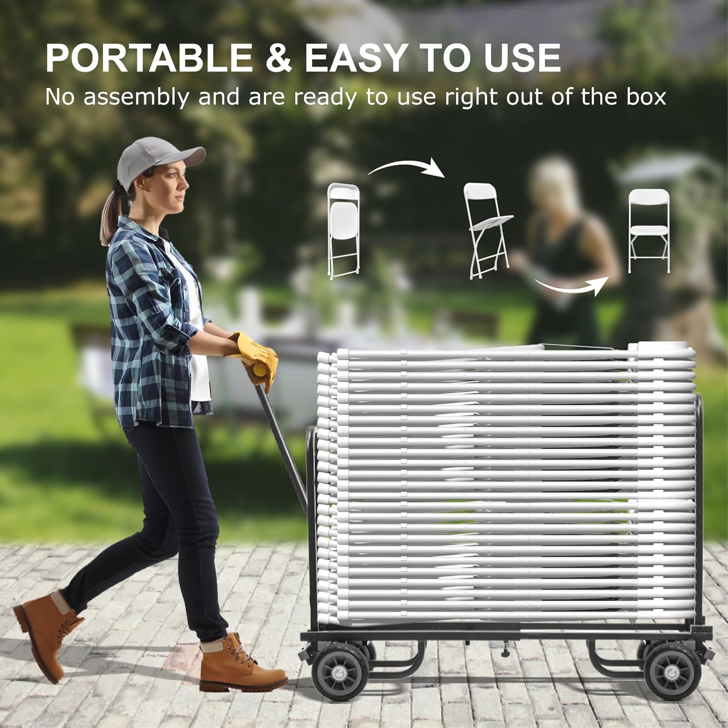 Skiennix 10-Pack White Folding Chairs - Lightweight Portable Design | 350lb Capacity for Events & Parties